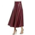 thumbnail image 1 of Ygbgbb Womens Pleated Elastic Waist Flowy Skirts Solid Color Below Knee Length Skirts Pleated Elastic Waist Flowy Skirts Red M, 1 of 7