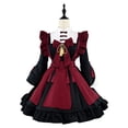 thumbnail image 1 of Ygbgbb Womens Plus Size Maid Outfit Cosplay Dresses Flare Long Sleeve Dresses Button Neck Patchwork Layered Midi Dresses Pleated Bow Tie Waist Dresses Ruffle Tiered Princess Dresses Wine XL, 1 of 5