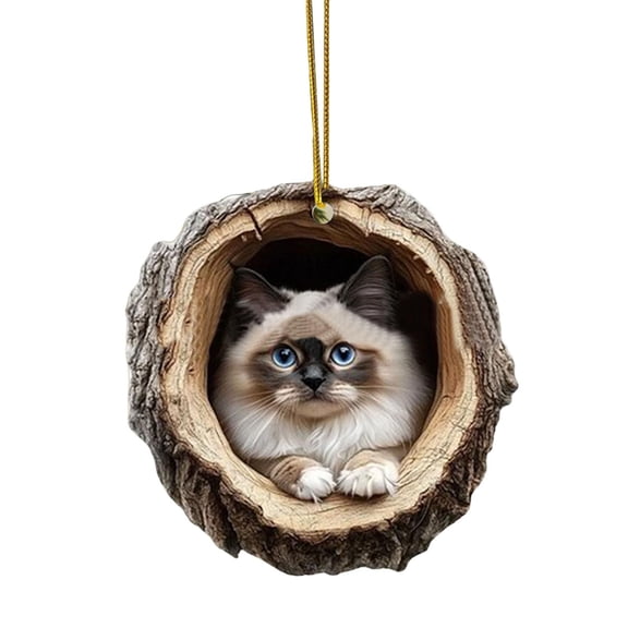 Ygdeyg Animal Christmas Ornament - 2D Natural Wood Slice Tree Ornament For Animal Lovers - Animal With Nut Ornament For Wild Animal Lovers - Animal Gifts For Women - Gift Christmas Decor