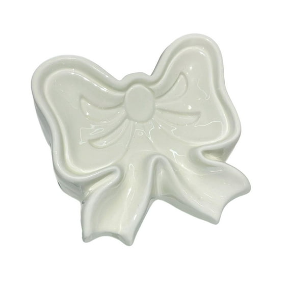 Ygdeyg Cute Bowknot Ceramic Soap Dish With Draining Base, Decorative Bowtie Design Soap Holder For Bathroom Sink And Kitchen Counter, Gift Idea