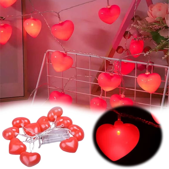 Ygdeyg Red Heart String Lights Outdoor Valentine'S Day Decorations Lights With Led Heart Shape Lights, Heart String Lights For Valentine'S Day Party Spring Home Wedding Window Bedroom Decor