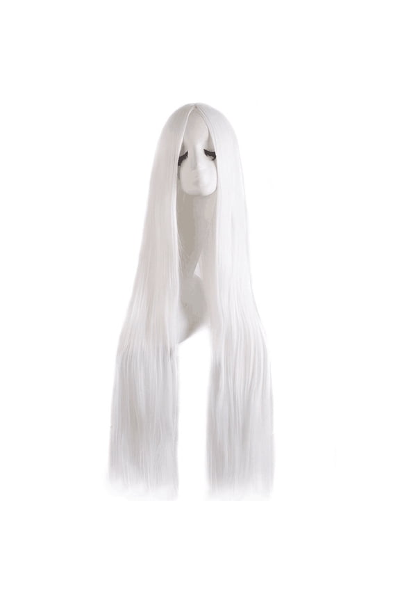 Unisex Black White Long Straight Cosplay Wig, Universal Anime Style Hairpiece For Men & Women, Perfect For Cosplay, Parties & Themed Events