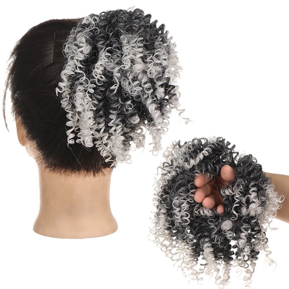 Ygdeyg Women'S African Small Screw Curly Wig, Ponytail Style Hairpiece, Natural Looking Texture, Perfect For Daily Wear, Work & Parties