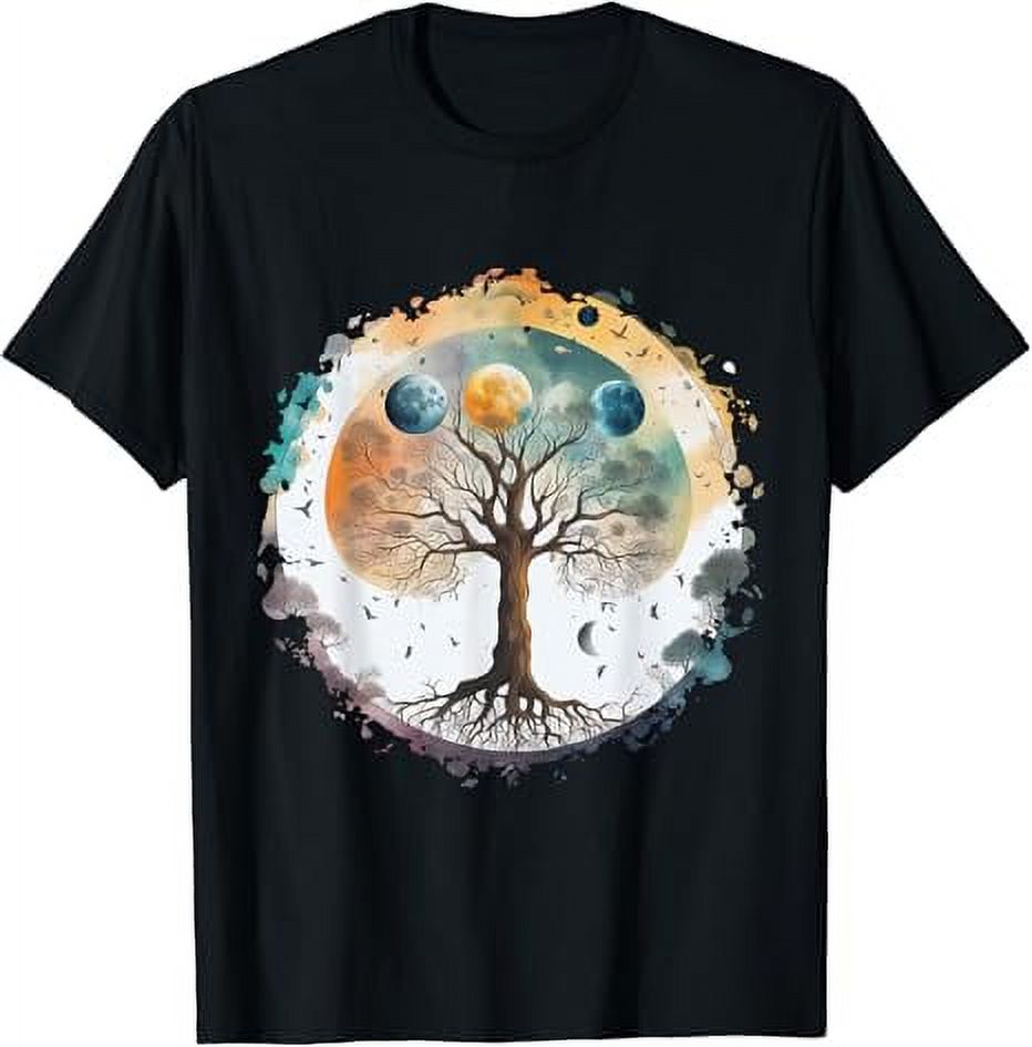 T Moon Yggdrasil Moon phases Tree Of Life Moon Nordic Outfit T-Shirt - Walmart.com