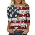 thumbnail image 1 of Yghzkop 3/4 Length Sleeve Womens Tops for Women 4th of July Independence Day Patriotic Shirt Summer Casual Round Neck T-Shirts Loose Fit Quick-Dry Trendy Tees Blouse, 1 of 5