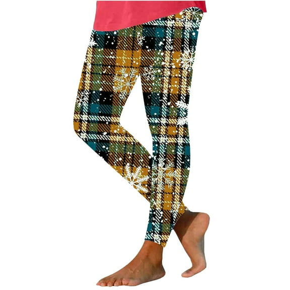 Yghzkop Christmas Print Leggings for Women Festive Holiday Pattern Yoga Pants High Waist Tummy Control Workout Tights Winter Running Gym Lounge Stretchy Casual Wear