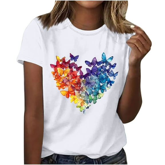 Yghzkop Floral Print Women T-Shirts Loose Fit Round Neck Short Sleeve Summer Tops Vintage Streetwear Oversized Tee Casual Cotton Blouse Beachwear Outfit
