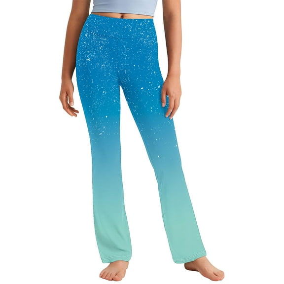 Yghzkop Girls Yoga Straight Pants High Waist Stretchy Leggings with Side Pockets Soft Ribbed Knit Fabric Everyday Wear