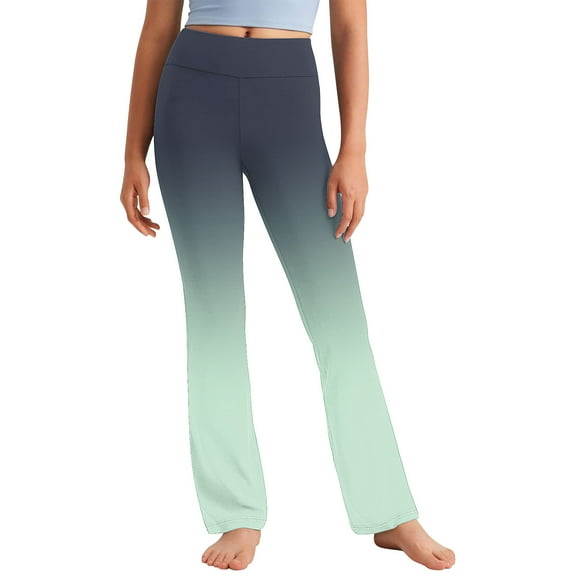 Yghzkop Girls Yoga Straight Pants High Waist Stretchy Leggings with Side Pockets Soft Ribbed Knit Fabric Everyday Wear