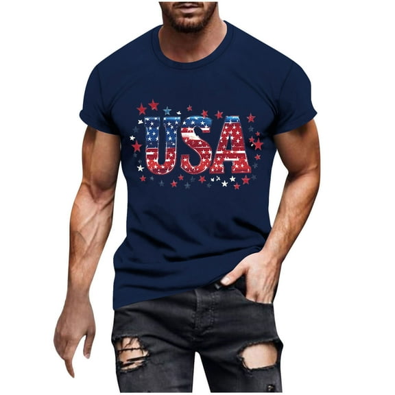 Yghzkop Men Casual Fashion Printing Round Neck Pullover Fitness Sports Shorts Sleeves T Shirt Blouse
