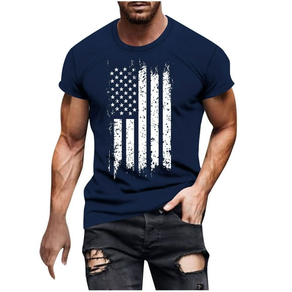 Yghzkop Men Casual Fashion Printing Round Neck Pullover Fitness Sports Shorts Sleeves T Shirt Blouse