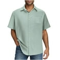 thumbnail image 1 of Yghzkop Men's Casual Button Down Shirt Short Sleeve Textured Summer Shirt Lightweight Breathable Vacation Beach Oversized Outdoor Shirt Moisture-Wicking Wrinkle Resistant Resort Wear, 1 of 6