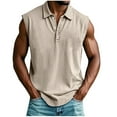 thumbnail image 1 of Yghzkop Men's Casual Fashion Solid Color Button Lapel Hook Buckle T-shirt Short Sleeved, 1 of 6