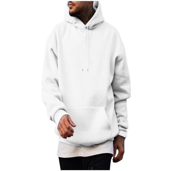 Yghzkop Men's Casual Fashion Solid Pullover Long Sleeve Hoodie with Pocket Sweatshirts