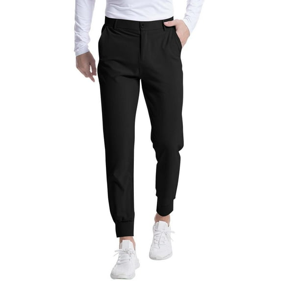 Yghzkop Men's Golf Pants Ankle Joggers Elastic Cuff Stretch Comfort Trousers Button Waistband with Back Zipper Pocket Moisture Wicking Outdoor Sports Casual Technical Wear