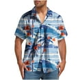 thumbnail image 1 of Yghzkop Men's Hawaiian Print Short Sleeve Shirt Button Down Turndown Collar Tropical Vacation Beach Party Aloha Casual Linen Shirt Summer Resort Wear, 1 of 5