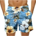 thumbnail image 1 of Yghzkop Men's Hawaiian Print Swim Shorts Tropical Floral Beach Trunks Quick Dry Board Shorts Elastic Waist Mesh Lined Vacation Pool Party Short Pants, 1 of 5