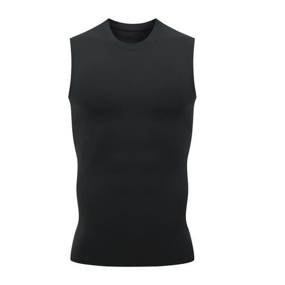 Yghzkop Men's High Elasticity Solid Color Round Neck Sports Camisole Top Perfect for Fitness and Everyday Style