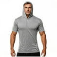 thumbnail image 1 of Yghzkop Men's Hooded Short Sleeve Quick-Dry UPF 50+ Fitness Shirt Stretch Fabric Outdoor Workout Top Sun Protection Athletic Summer Top, 1 of 5