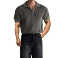 thumbnail image 1 of Yghzkop Men's Knit Collar Polo Shirt Solid Color Breathable Cotton Casual Golf Wear Slim Fit office Summer Top, 1 of 5
