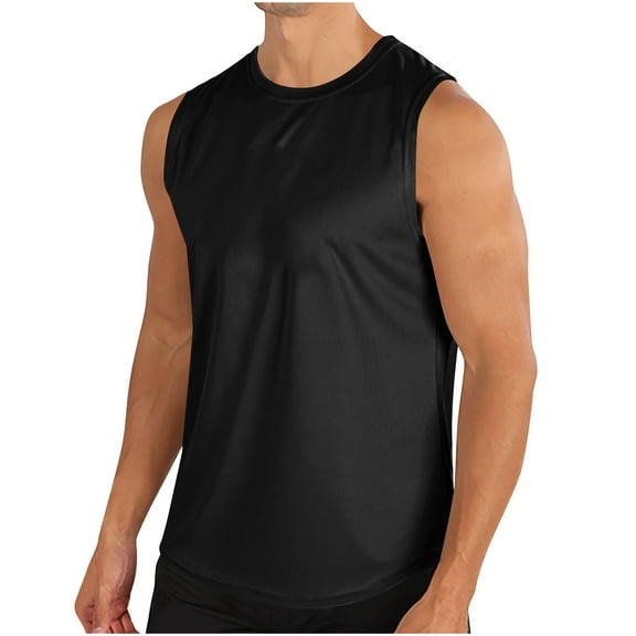 Yghzkop Men's Tank Tops Fashion Solid Color Casual Fitness Top Tight Fitting Quick Dry Workout Tank Top Muscle Sleeveless Lightweight T Shirt Athletic Vests