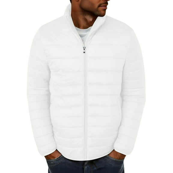 Yghzkop Men's Windproof Jacket Quilted Padded Outerwear Winter Warm Lightweight Coat with Packsacks Casual Streetwear Top for Autumn Windbreaker Fashion