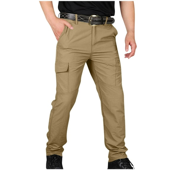 Yghzkop Mens Water Resistant Cargo Pants Multi Pocket Work Trousers Quick Dry Tactical Pants Elastic Waist Outdoor Hiking Climbing Pants Heavy Duty Stretch Fabric Windproof Reinforced Knees