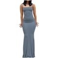 thumbnail image 1 of Yghzkop Women Sexy Camisole Dress Sleeveless Bodycon Slip Maxi Long Dress Solid Color Strapless formal Evening Party Night Out Clubwear, 1 of 7