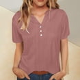 thumbnail image 1 of Yghzkop Women's Fashion Solid Button Shirt Female V-Neck Loose T-shirt Blouse, 1 of 7