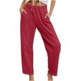 thumbnail image 1 of Yghzkop Women's French Terry Wide Leg Sweatpants Solid Color Barrel Leg Joggers Elastic Waist Lounge Pants with Side Pockets Streetwear Oversized Fit Casual Trousers Comfortable, 1 of 9