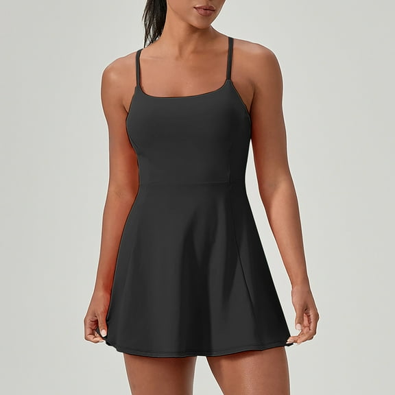Yghzkop Women's High Waisted Tennis Skirt,Quick-Dry Athletic Skort with Built-in Shorts,Yoga Running Gym Workout Skirt Dress