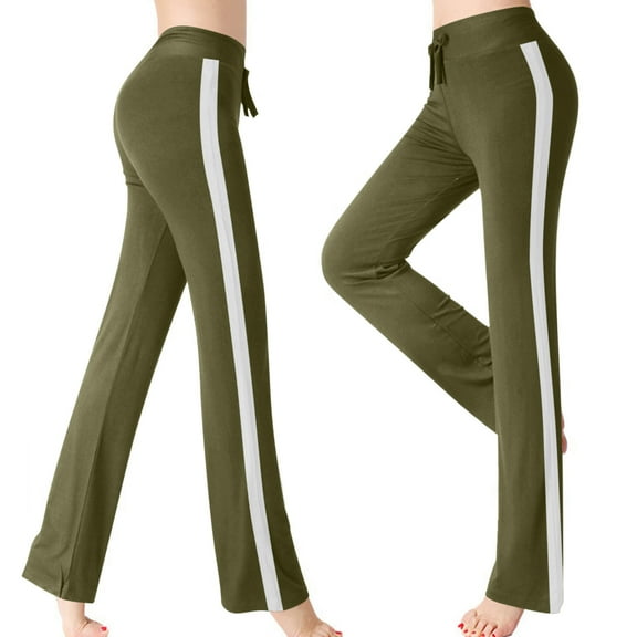 Yghzkop Women's Plus Size Modal Yoga Pants High Waist Tummy Control Workout Leggings Solid Color Fitness Lounge Wear with Contrast White Stripe Side Design Slim Fit Opaque