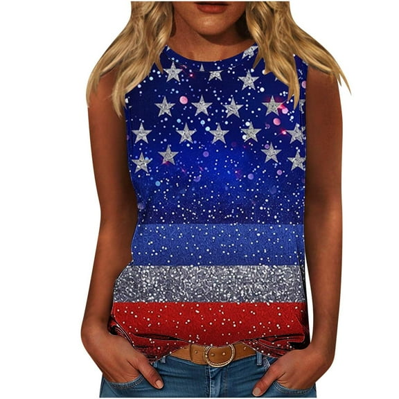 Yghzkop Women's Summer Tank Tops 4th of July Independence Day Tank Tops Sleeveless Vintage Flower Graphic Tees Boho Cottagecore Wildflowers Cami Shirt Blouse
