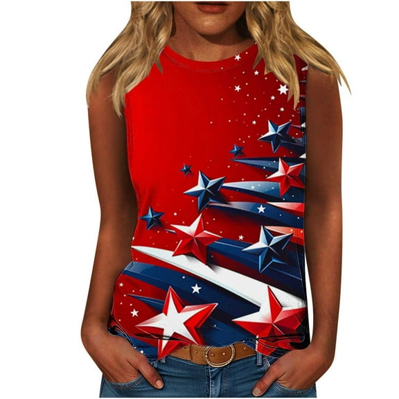Yghzkop Women's Summer Tank Tops 4th of July Independence Day Tank Tops Sleeveless Vintage Flower Graphic Tees Boho Cottagecore Wildflowers Cami Shirt Blouse