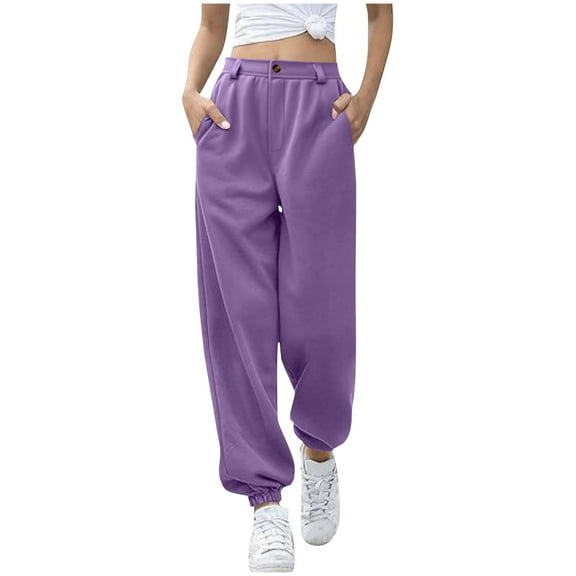 Yghzkop Women's Waffle Knit Sweatpants Joggers Solid Color Drawstring Elastic Waist Casual Lounge Pants Side Pocket Comfortable Pull On Wide Leg Trousers Loose Fit