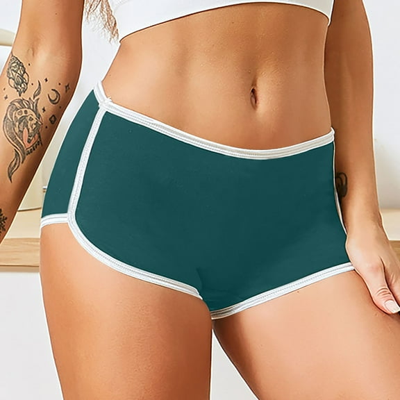 Yghzkop Womens Boxer Briefs Solid Color Underwear Breathable Sports Four Cornered Underwear Briefs