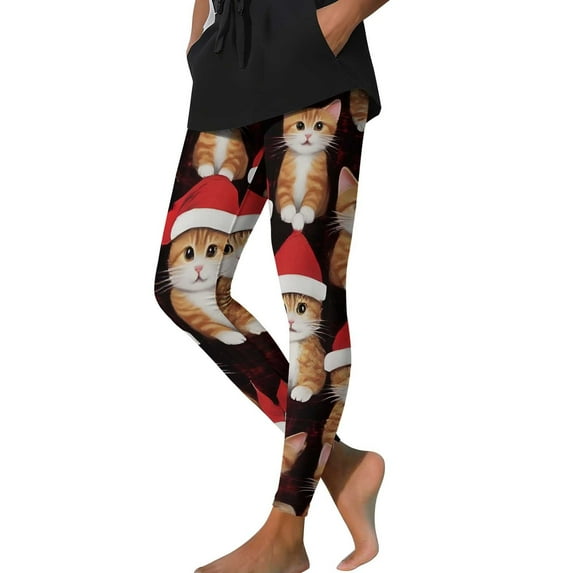 Yghzkop Womens Christmas Plaid Print Leggings Festive Holiday Pattern Yoga Pants High Waist Tummy Control Workout Tights Stretchy Running Pants for Seasonal Gym Wear and Casual Lounge