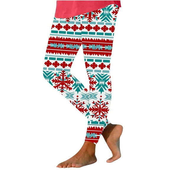 Yghzkop Womens Christmas Print Leggings Festive Holiday Pattern Yoga Pants High Waist Tummy Control Workout Tights Winter Running Gym Lounge Stretchy Casual Wear