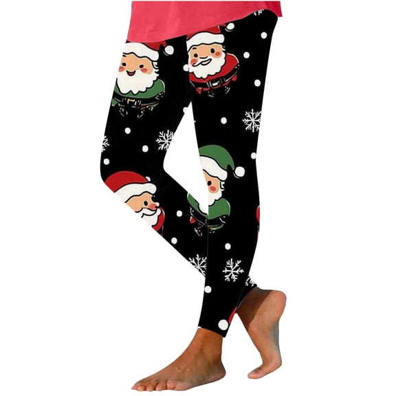 Yghzkop Womens Christmas Print Leggings Festive Holiday Pattern Yoga Pants High Waist Tummy Control Workout Tights Winter Running Gym Lounge Stretchy Casual Wear