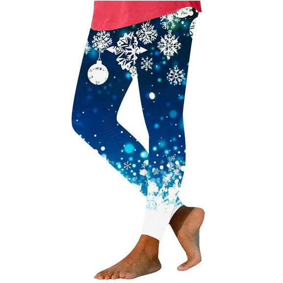Yghzkop Womens Christmas Print Leggings Festive Holiday Pattern Yoga Pants High Waist Tummy Control Workout Tights Winter Running Gym Lounge Stretchy Casual Wear