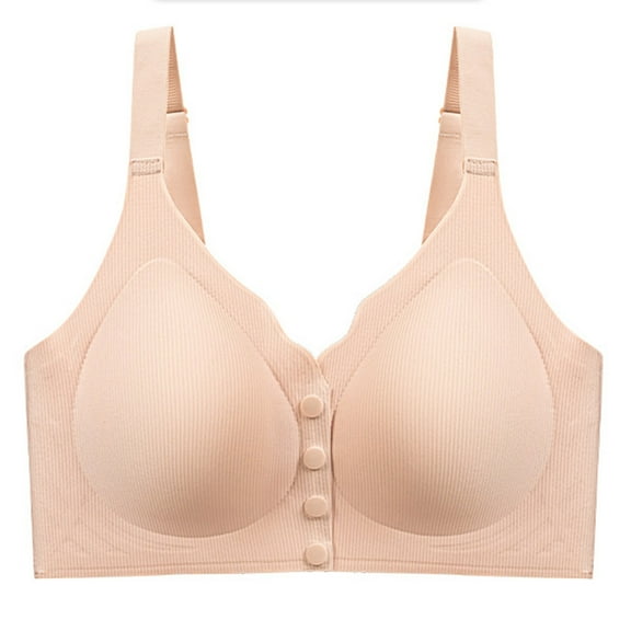 Yghzkop Womens Comfortable Wireless Bras Solid Color Front Closure Seamless Push Up Cami Plus Size Bra Stretch Fabric Casual Outfits Everyday Comfort T-Shirt Bra