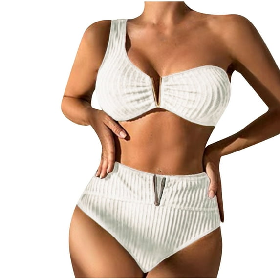 Yghzkop Womens Halter Neck Bikini Set Solid Color Padded Top Low Back Bottom Adjustable Straps No Underwire Sexy Two Piece Swimwear