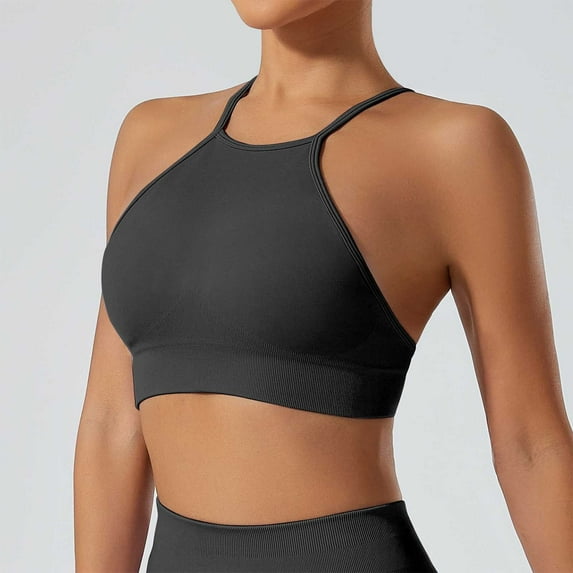 Yghzkop Womens Solid Color Yoga Sports Bras Adjustable Straps Racerback Breathable Medium Support Running Workout Fitness Bralette No Underwire Bra