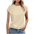 thumbnail image 1 of Yghzkop Womens Summer Tops Crewneck Cap Sleeve T Shirts Banded Bottom Top Loose Fit Short Sleeves Tee Casual Tunic Basic Shirt, 1 of 5