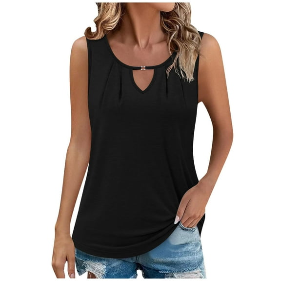 Yghzkop Womens Tank Tops Crewneck Loose Fit Top Tees Basic Business Casual Summer Sleeveless Shirts Blouse Camisole