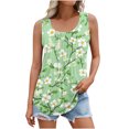 thumbnail image 1 of Yghzkop Womens Tank Tops Loose Fit Pleated Print Blouse Round Neck Sleeveless Tunic Top Summer Casual Park Essentials Lightweight Quick-Dry T-shirts Street Style Camisole, 1 of 6