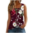 thumbnail image 1 of Yghzkop Womens Tank Tops Summer Flower Print Casual Loose Fit Tops Square Neck Trendy Sleeveless Tees Lightweight Quick-Dry T Shirt Basic Cute Tops Clothes Outfits, 1 of 6