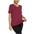 thumbnail image 1 of Yghzkop Womens V Neck Short Sleeve Tops Summer Slim Moisture-Wicking T Shirts Quick-Dry Tee Shirt Curved Hem Plain Top Breathable Beach Activewear, 1 of 5