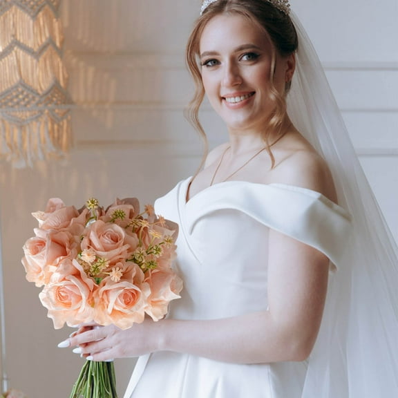 YgkuHd Artificial Greenery Rose Bouquet- Artificial Flower Home Decoration-wedding Bouquet-rose Wall(Rose Gold)