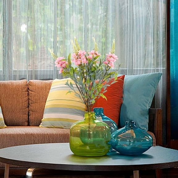 YgkuHd Artificial Greenery Simulated Flowers Five Blossoms Home Decor Vase Flower Arrangement Outdoor Wedding Gardening Decoration Fake Flowers(Pink)